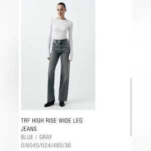 Zara high rise wide leg jeans in blue gray color